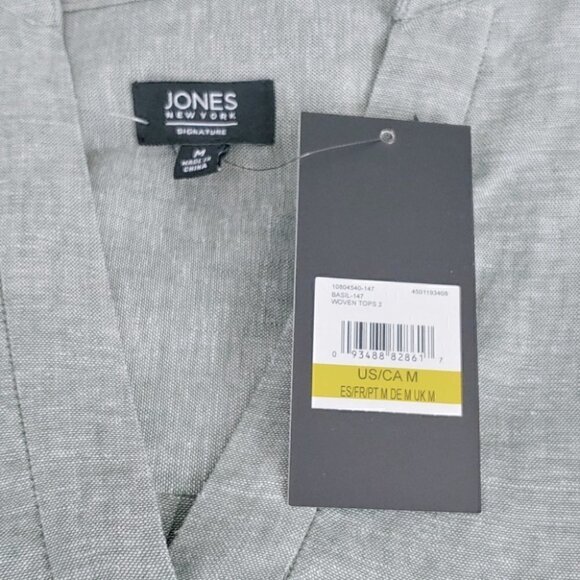 NWT JONES NEW YORK Basil green linen blend cap sleeve casual top - Picture 12 of 16